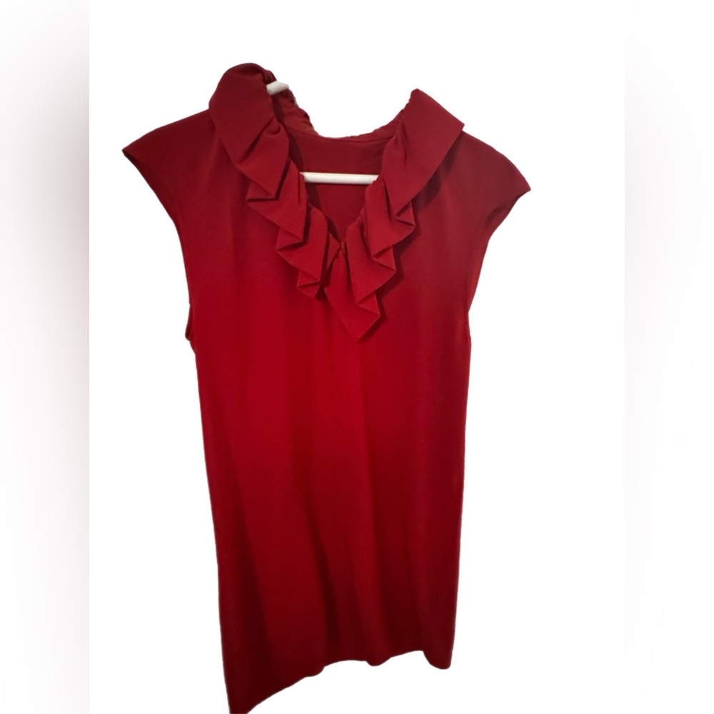 Elegant Red Ruffled Women's Dress